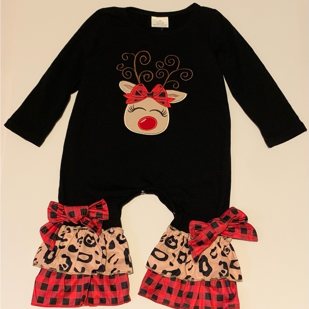 Baby Girl’s Christmas Reindeer Romper